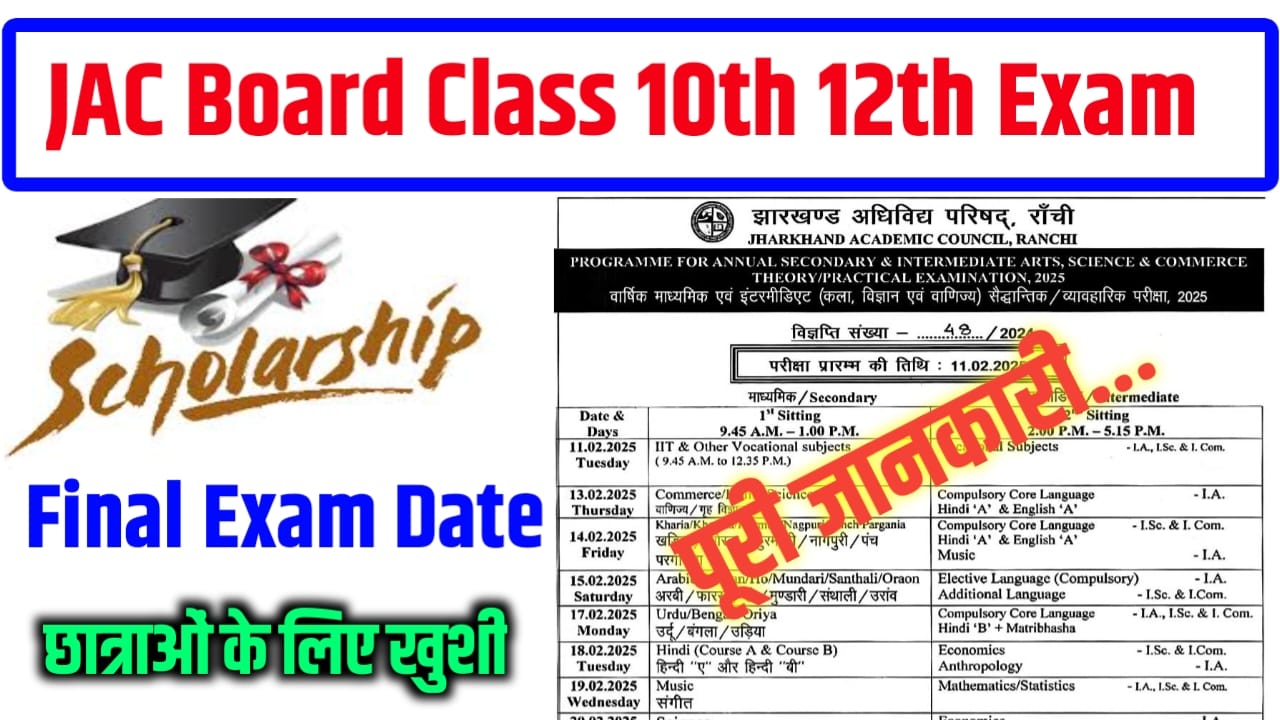 Jharkhand Board Class 10th or 12th Ka Exam Kab Suru Hoga 2025