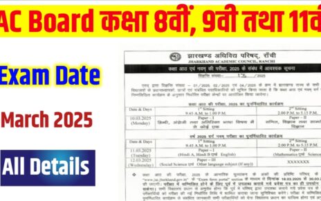 Jharkhand Board class 8th, 9th & 11th Exam Date 2025